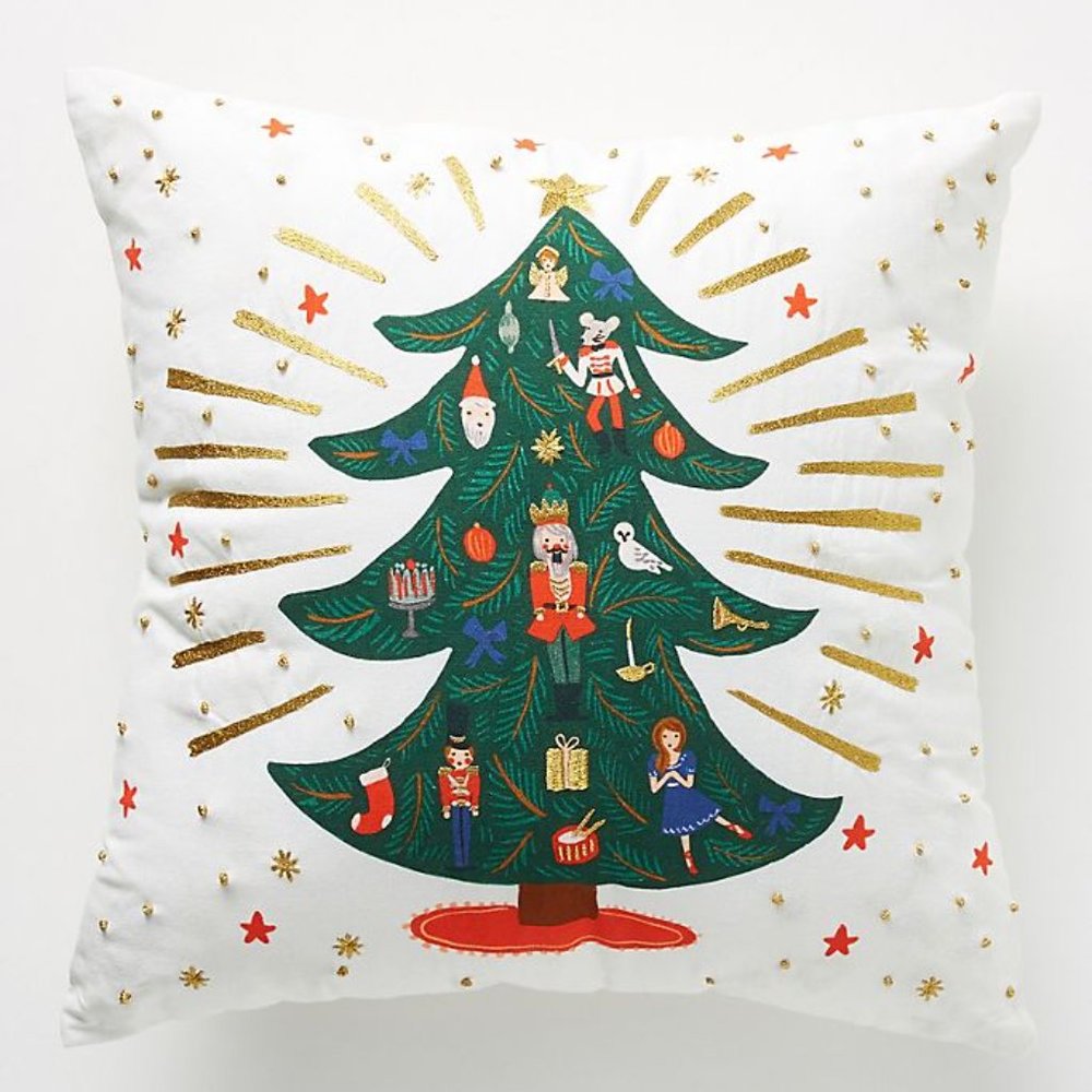 Anthropologie Rifle Paper Co. Nutcracker Pillow